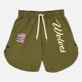 Casual Running Breathable Wicking Speed Bar Tide Men's Shorts (Option: Army Green-M)