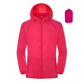 Summer Outdoor Sun Protection Clothing Women'S Lightweight Waterproof Windbreaker (Option: Rose Red-3XL)