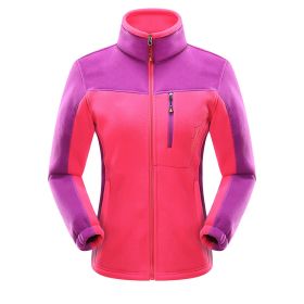 Cross-border Sources Of New Polar Fleece Warm Fleece Couple Cardigan Contrast (Option: Rose Red Girl-L)