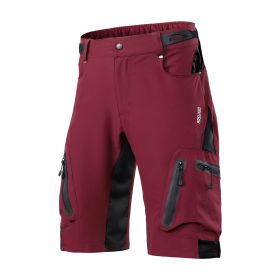 Outdoor Mountaineering Downhill Off Road Mountain Bike Five Point Cycling Shorts (Option: Dark Red-Asian Size XXXL)