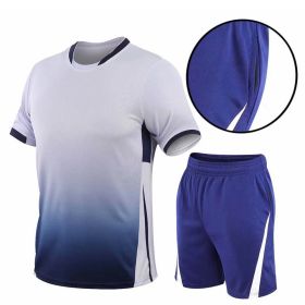 Summer Gradient Digital Printing Loose Short-sleeved T-shirt Two-piece Summer Plus Size Shorts Suit Men (Option: White-3XL)