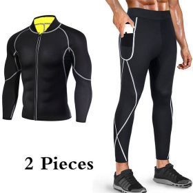 Men's Running Sports Yoga Sauna Fitness Suit (Option: Stitching Suit-S)