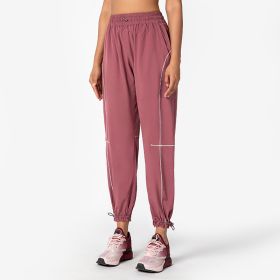 Sports Pants Female Loose Tappered Running Trousers (Option: Purplish Red-S)