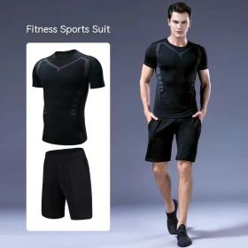 Quick-drying Running Costume Sportswear Gym (Option: Black-XL)