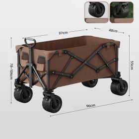 Camping Cart Foldable Outdoor Hand Push Picnic Pull Rod (Option: Gather a light coffee color)