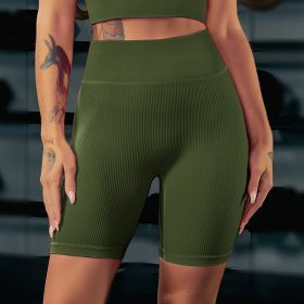 Hip Lift Yoga Gym Training Suit Outdoor Running Cycling Shorts (Option: Army Green-M)