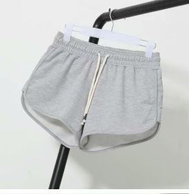 High Waist Hot Pants Loose Wide Leg Pants Casual Shorts (Option: Grey-M)