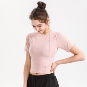 Women's Short Sleeve Thin Yoga Wear (Option: Pink-S)