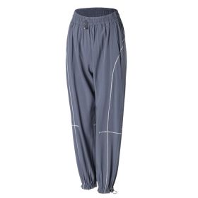 Sports Pants Female Loose Tappered Running Trousers (Option: Gray Blue-S)