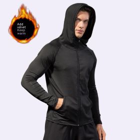 Fitness Running Training Long Sleeve (Option: Black Plus Velvet-M)