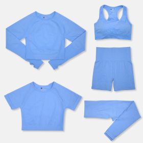 Fashion Women's Workout Yoga Clothes (Option: Sky Blue-S)