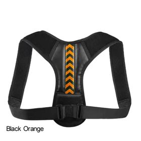 Adjustable Back Shoulder Posture Corrector Belt For Clavicle Spine Support Body Reshape Pain Relief From Neck; Back And Shoulder ( Buy A Size Up ) (Color: Black Orange)