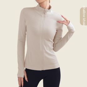 Long Sleeve Top Sports Running Jacket (Option: Light Khaki-M)