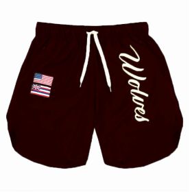 Casual Running Breathable Wicking Speed Bar Tide Men's Shorts (Option: Wine Red-3XL)