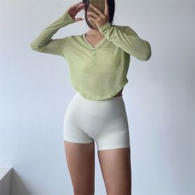 Fitness Suit Button Yoga Suit Short Workout (Option: Avocado Green-S)