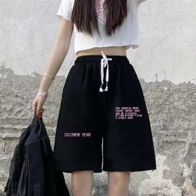 Summer New Loose High Waist Slimming Black Wide-leg Sports Shorts For Women (Option: 238 Black-L)