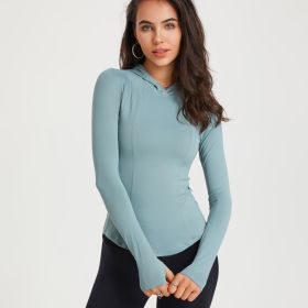 New Hooded Yoga Dress For Women (Option: Fog Gray And Blue-L)