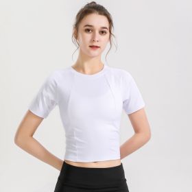 Women's Short Sleeve Thin Yoga Wear (Option: White-L)